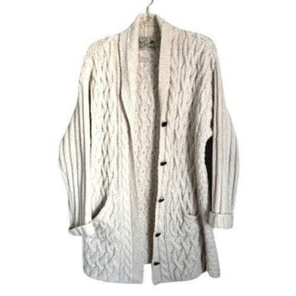 Aran Crafts 50th Anniversary Special Edition Alpaca Merino Wool Cardigan L Cream - Picture 4 of 9